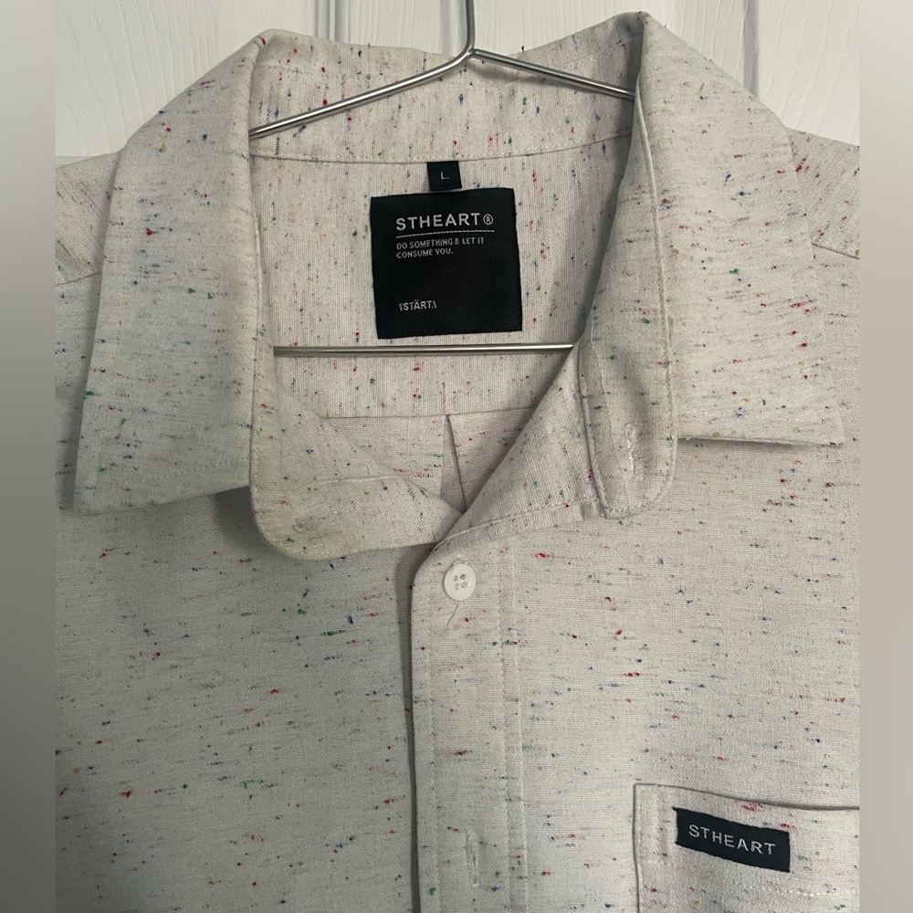 Large STHEART button down shirt confetti pattern